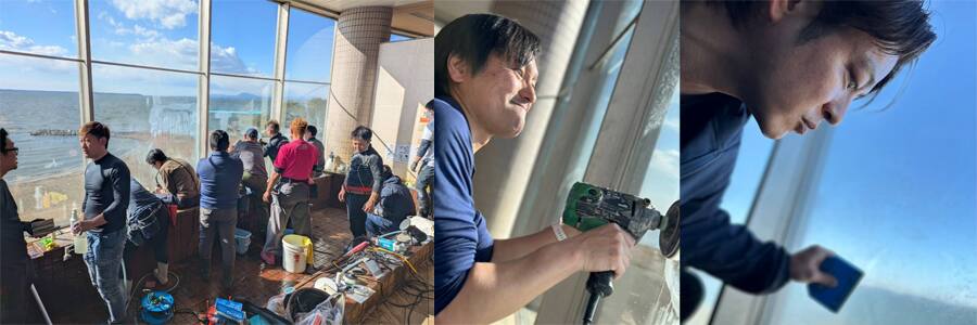 ガラスの再生研磨
